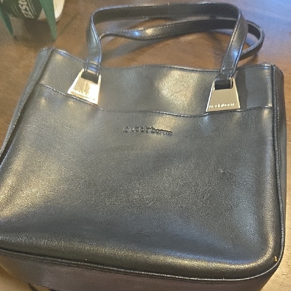 Liz Claiborne Black Leather Tote Bag
